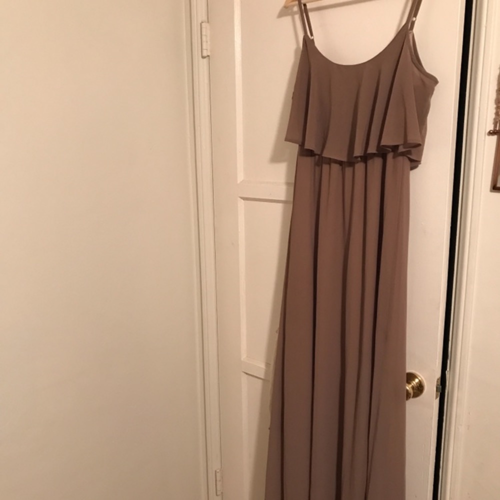 Caitlin Ruffle Maxi Dress ~ Dune Chiffon-Large
